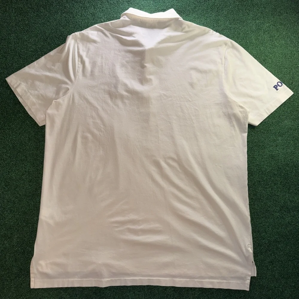 Polo Golf Ralph Lauren Stretch Lisle Polo Mens XL White/ Blue Horse